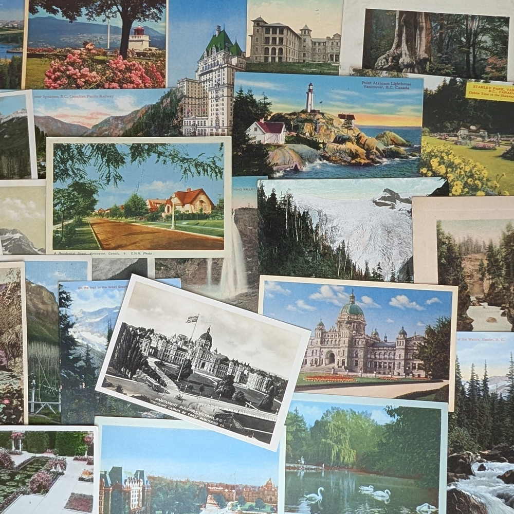 Mystery Pack 30 British Columbia Postcards | Junk Journal Gold